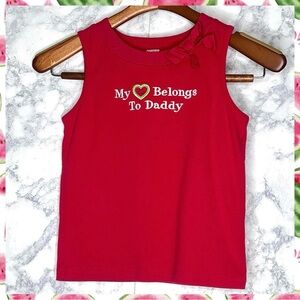 Gymboree Red Y2K My Heart Belongs To Daddy Ribbed Knit Bow Tank Top Girls 9